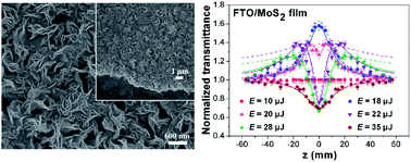 Graphical abstract: Saturable absorption and the changeover from saturable absorption to reverse saturable absorption of MoS2 nanoflake array films