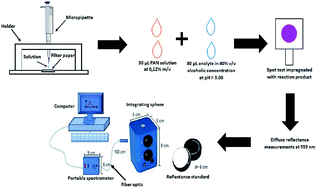 Graphical abstract: A simple and green analytical method for determination of copper(ii) in whisky and sugarcane spirit by diffuse reflectance spectroscopy