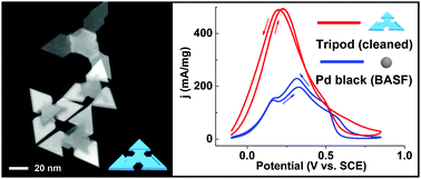 Graphical abstract: The facile synthesis of single crystalline palladium arrow-headed tripods and their application in formic acid electro-oxidation