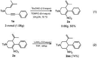 Graphical abstract: Metal-free nitro-carbocyclization of 1,6-enynes with tBuONO and TEMPO