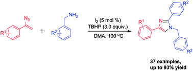 Graphical abstract: I2-catalyzed synthesis of substituted imidazoles from vinyl azides and benzylamines