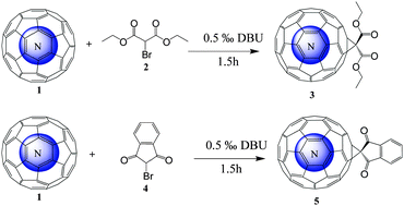 Graphical abstract: Synthesis of the first completely spin-compatible N@C60 cyclopropane derivatives by carefully tuning the DBU base catalyst