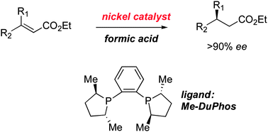 Graphical abstract: Nickel-catalyzed asymmetric transfer hydrogenation of conjugated olefins