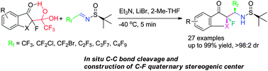 Graphical abstract: Asymmetric synthesis of quaternary α-fluoro-β-keto-amines via detrifluoroacetylative Mannich reactions