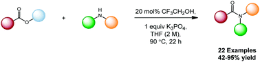 Graphical abstract: Catalytic amidation of unactivated ester derivatives mediated by trifluoroethanol