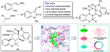 Graphical abstract: Organocatalytic cascade reaction for the asymmetric synthesis of novel chroman-fused spirooxindoles that potently inhibit cancer cell proliferation