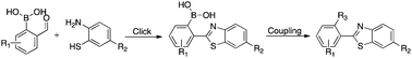 Graphical abstract: Click with a boronic acid handle: a neighboring group-assisted click reaction that allows ready secondary functionalization