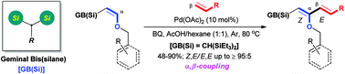 Graphical abstract: Geminal bis(silane)-controlled regio- and stereoselective oxidative Heck reaction of enol ethers with terminal alkenes to give push–pull 1,3-dienes