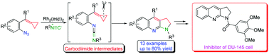 Graphical abstract: Rh(ii)-Catalyzed formation of pyrrolo[2,3-b]quinolines from azide-methylenecyclopropanes and isonitriles