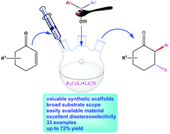 Graphical abstract: A Cu-mediated one-pot Michael addition/α-arylation strategy using a diaryliodonium salt: a direct and efficient approach to α-aryl-β-substituted cyclic ketone scaffolds