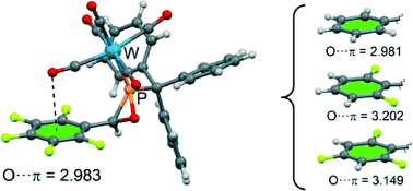 Graphical abstract: Surprising behaviour of M–CO(lone pair)⋯π(arene) interactions in the solid state of fluorinated oxaphosphirane complexes