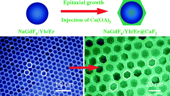 Graphical abstract: Facile synthesis of β-NaGdF4:Yb/Er@CaF2 nanoparticles with enhanced upconversion fluorescence and stability via a sequential growth process