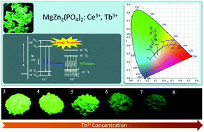 Graphical abstract: Photoluminescence properties and energy transfer of color tunable MgZn2(PO4)2:Ce3+,Tb3+ phosphors