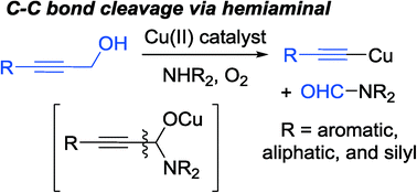 Graphical abstract: Copper-catalyzed carbon–carbon bond cleavage of primary propargyl alcohols: β-carbon elimination of hemiaminal intermediates