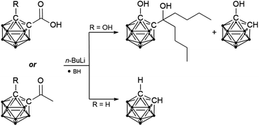 Graphical abstract: Reduction of hydroxy-functionalised carbaboranyl carboxylic acids and ketones by organolithium reagents