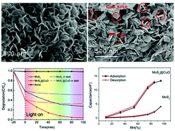 Graphical abstract: Synthesis of the MoS2@CuO heterogeneous structure with improved photocatalysis performance and H2O adsorption analysis