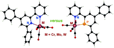 Graphical abstract: 2-(2′-Pyridyl)-4,6-diphenylphosphinine versus 2-(2′-pyridyl)-4,6-diphenylpyridine: synthesis and characterization of novel Cr0, Mo0 and W0 carbonyl complexes containing chelating P,N and N,N ligands