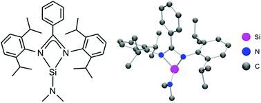 Graphical abstract: Synthesis, structure and reactivity of a donor-stabilised silylene with a bulky bidentate benzamidinato ligand