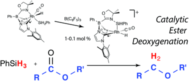 Graphical abstract: Mild partial deoxygenation of esters catalyzed by an oxazolinylborate-coordinated rhodium silylene