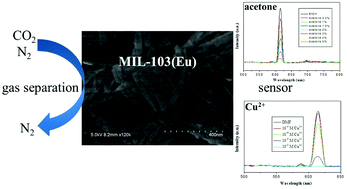 Graphical abstract: Facile fabrication of MIL-103(Eu) porous coordination polymer nanostructures and their sorption and sensing properties