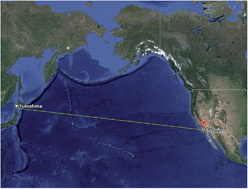 Graphical abstract: AMS analyses of I-129 from the Fukushima Daiichi nuclear accident in the Pacific Ocean waters of the Coast La Jolla – San Diego, USA