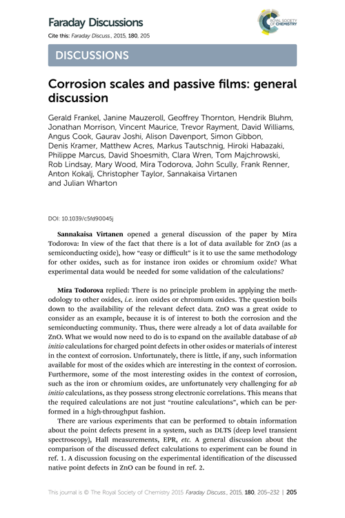 Corrosion scales and passive films: general discussion