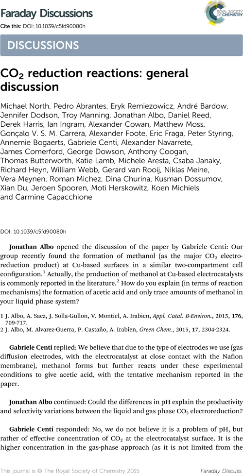 CO2 reduction reactions: general discussion