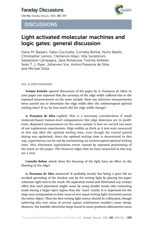 Light activated molecular machines and logic gates: general discussion