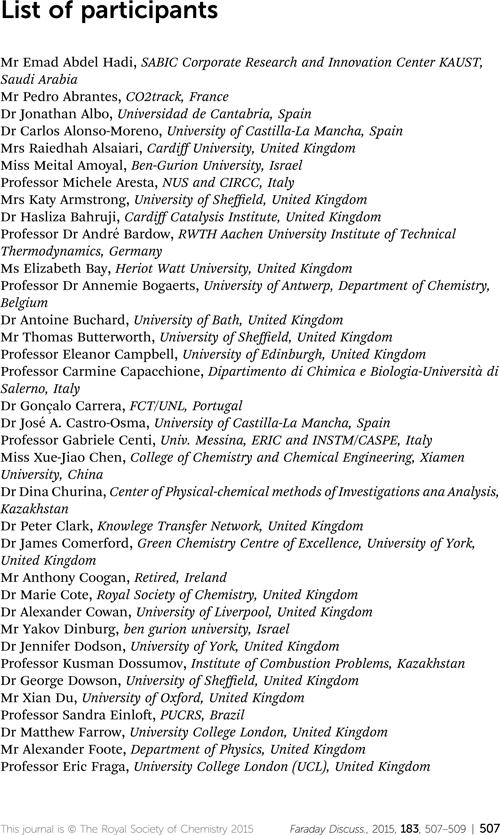 List of participants