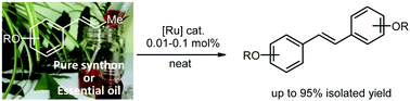 Graphical abstract: Flash-metathesis for the coupling of sustainable (poly)hydroxyl β-methylstyrenes from essential oils