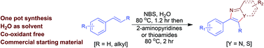 Graphical abstract: One pot synthesis of substituted imidazopyridines and thiazoles from styrenes in water assisted by NBS