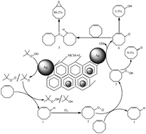 Graphical abstract: Oxidation of olefins using atmospheric oxygen atoms initiated by tert-butylhydroperoxide or hydrogen peroxide with silver nanoparticles deposited on MCM-41 as catalysts