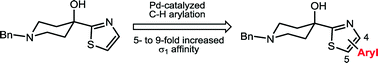 Graphical abstract: Microwave-assisted regioselective direct C–H arylation of thiazole derivatives leading to increased σ1 receptor affinity