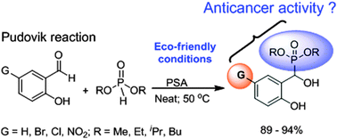 Graphical abstract: Phospho sulfonic acid: an efficient and recyclable solid acid catalyst for the solvent-free synthesis of α-hydroxyphosphonates and their anticancer properties