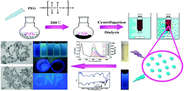 Graphical abstract: One-step spontaneous synthesis of fluorescent carbon nanoparticles with thermosensitivity from polyethylene glycol