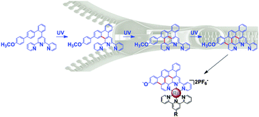 Graphical abstract: Conjugated aromatic asymmetrical terpyridine analogues via step-wise photocyclization and their ruthenium complexes