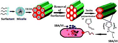 Graphical abstract: Antibacterial activity of vinyl imidazole(vi) functionalized silica polymer nanocomposites (SBA/VI) against Gram negative and Gram positive bacteria