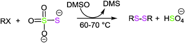 Graphical abstract: The synthesis of symmetrical disulfides by reacting organic halides with Na2S2O3·5H2O in DMSO