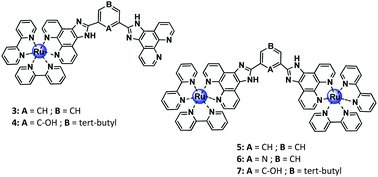 Graphical abstract: Synthesis, electrochemical and spectroscopic properties of ruthenium(ii) complexes containing 2,6-di(1H-imidazo[4,5-f][1,10]phenanthrolin-2-yl)aryl ligands