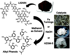 Graphical abstract: Thermochemical lignin depolymerization and conversion to aromatics in subcritical methanol: effects of catalytic conditions