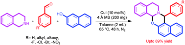 Graphical abstract: Copper-catalyzed regio and diastereoselective three component C–N, C–C and C–O bond forming reaction: oxidative sp3 C–H functionalization