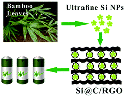 Graphical abstract: Bamboo leaf derived ultrafine Si nanoparticles and Si/C nanocomposites for high-performance Li-ion battery anodes