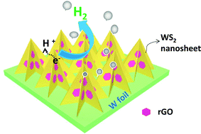 Graphical abstract: A vertical-oriented WS2 nanosheet sensitized by graphene: an advanced electrocatalyst for hydrogen evolution reaction