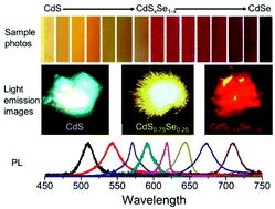 Graphical abstract: The excitonic photoluminescence mechanism and lasing action in band-gap-tunable CdS1−xSex nanostructures