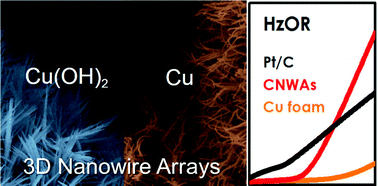 Graphical abstract: Three-dimensionally grown thorn-like Cu nanowire arrays by fully electrochemical nanoengineering for highly enhanced hydrazine oxidation