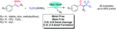 Graphical abstract: Tetrabutylammonium iodide-catalyzed oxidative coupling of enamides with sulfonylhydrazides: synthesis of β-keto-sulfones