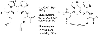 Graphical abstract: Oxidative α,ω-diyne coupling as an approach towards novel peptidic macrocycles