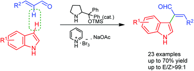 Graphical abstract: Stereoselective α-indolylation of enals via an organocatalytic formal cross-coupling with indoles