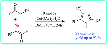 Graphical abstract: Copper-catalyzed C(sp3)–H functionalization of ketones with vinyl azides: synthesis of substituted-1H-pyrroles