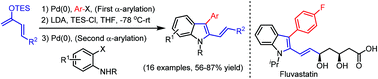 Graphical abstract: Palladium-catalyzed synthesis of 2-alkenyl-3-arylindoles via a dual α-arylation strategy: formal synthesis of the antilipemic drug fluvastatin